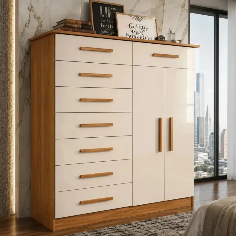 Cômoda Verona com 8 gavetas e cabideiro