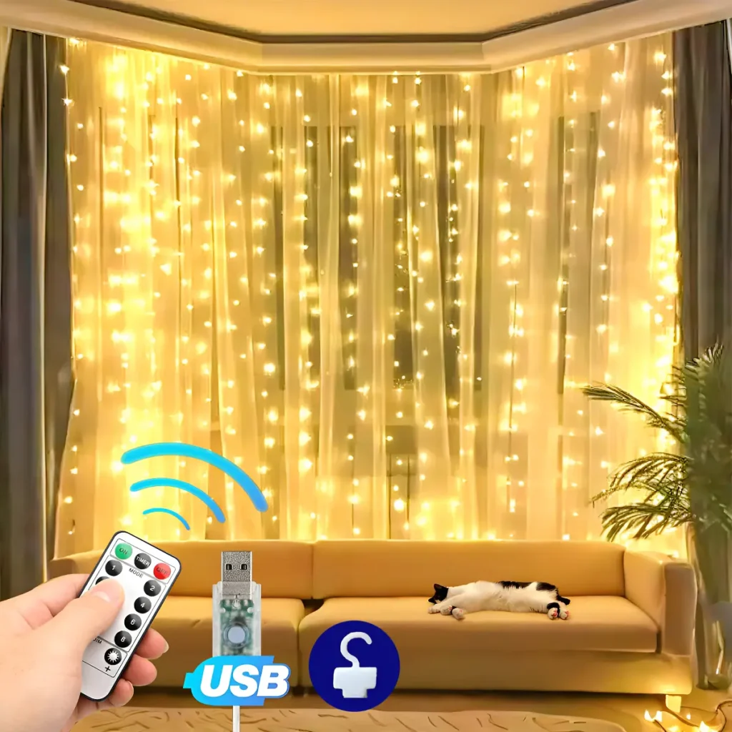 Cortina Roytec amarela — 300 LEDs
