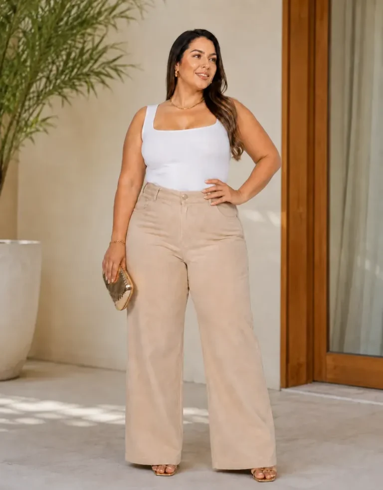 Wide leg plus size em algodão