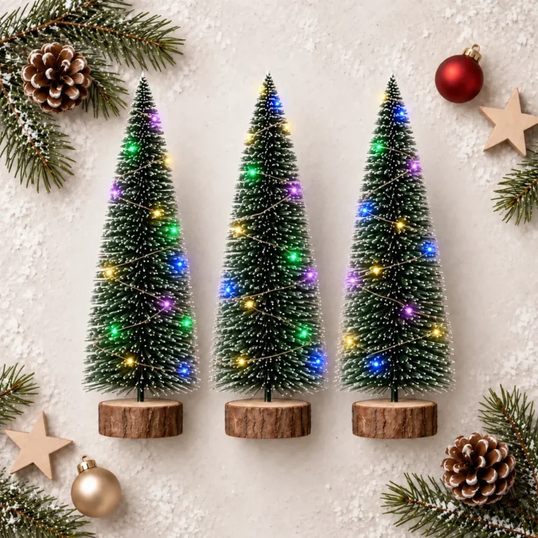 Kit Ecomlar com três miniárvores de Natal de mesa com LED