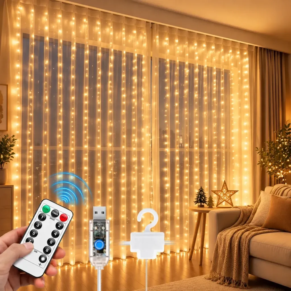 Cortina de luz quente — 300 LEDs