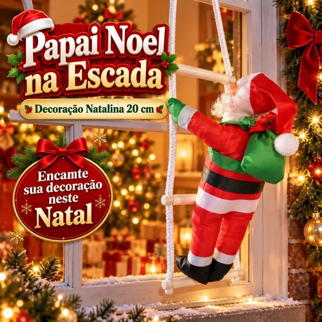 Papai Noel na escada Yucasa — 20 cm