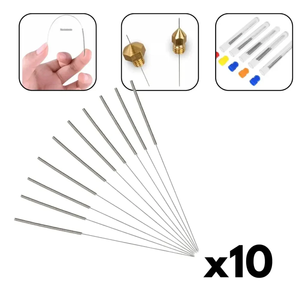 Kit Dutech com 10 agulhas para limpeza de bico 0,4 mm