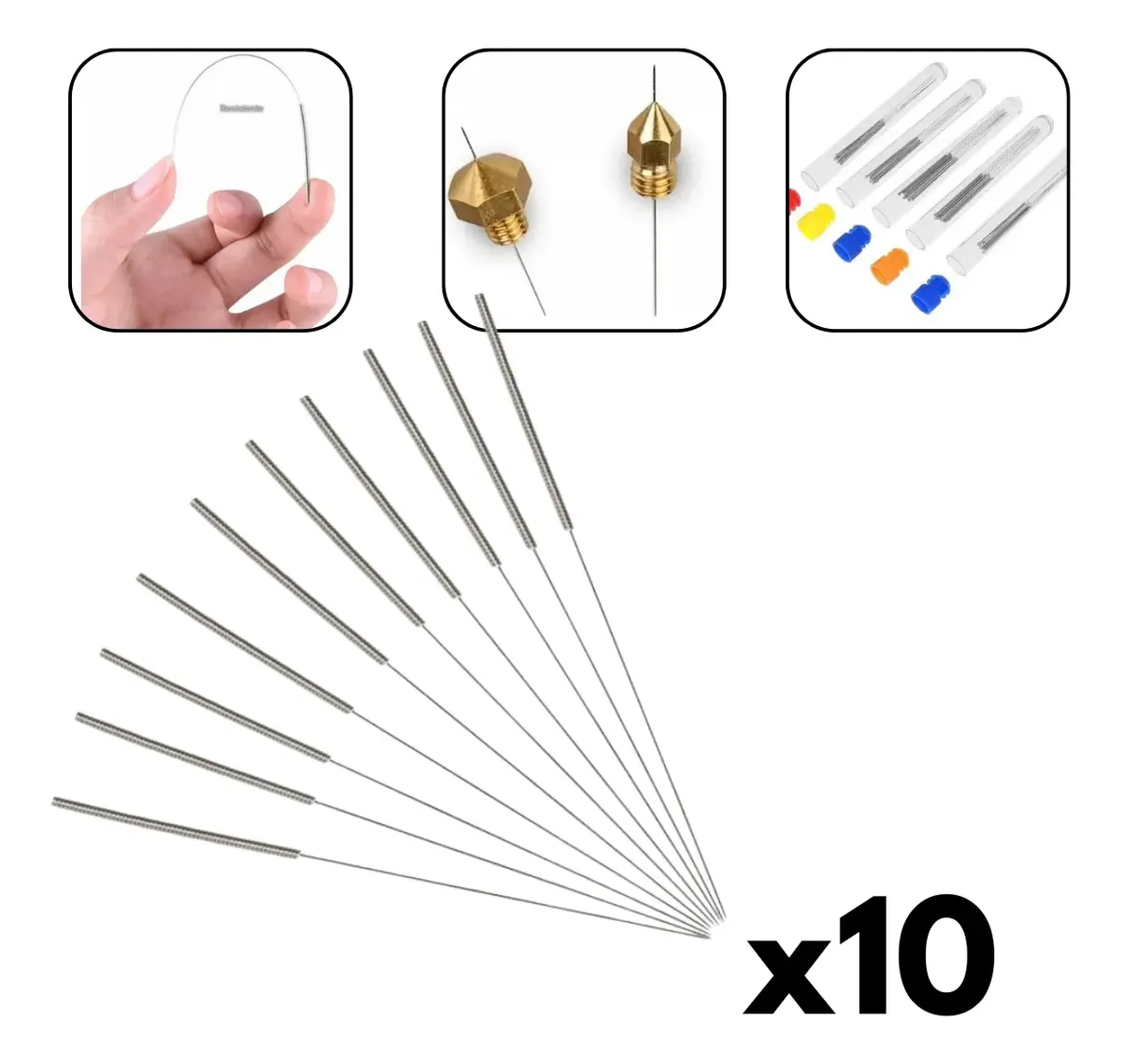 Kit Dutech com 10 agulhas para limpeza de bico 0,4 mm