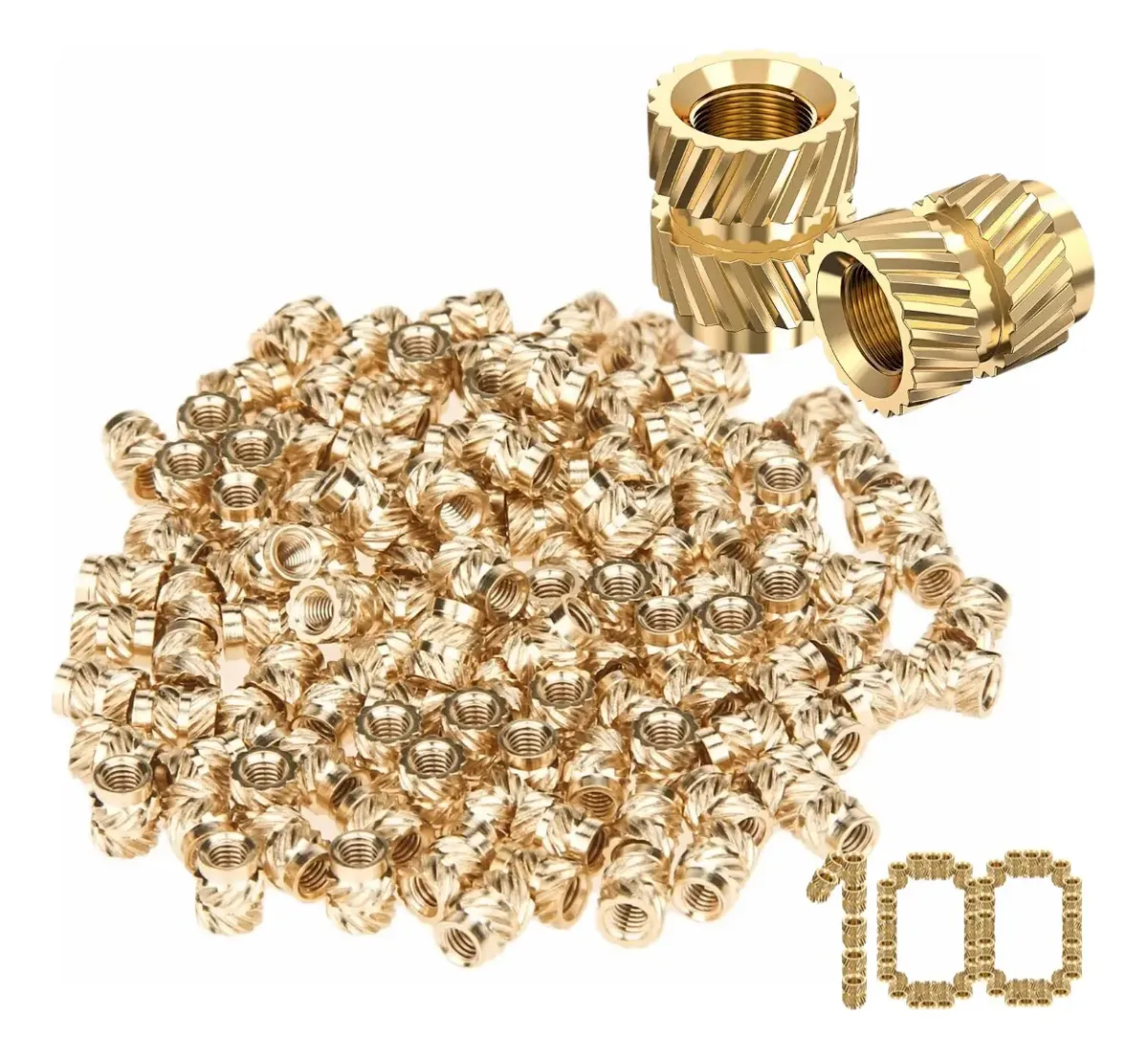 Kit Sagaro com 100 insertos de latão M3 para impressão 3D
