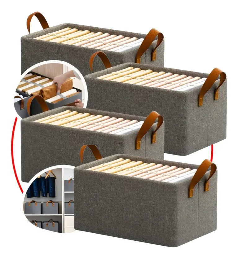 Kit com quatro caixas dobráveis de tecido